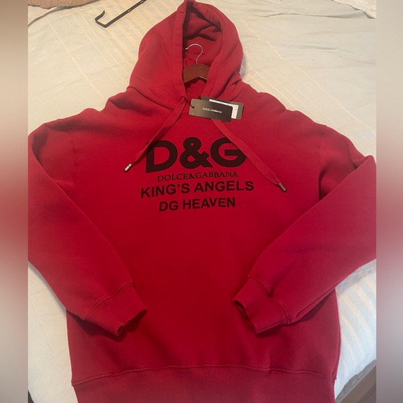 DOLCE & GABBANA D&G print jersey oversize hoodie in Dark Red SZ 46 - Picture 2 of 8